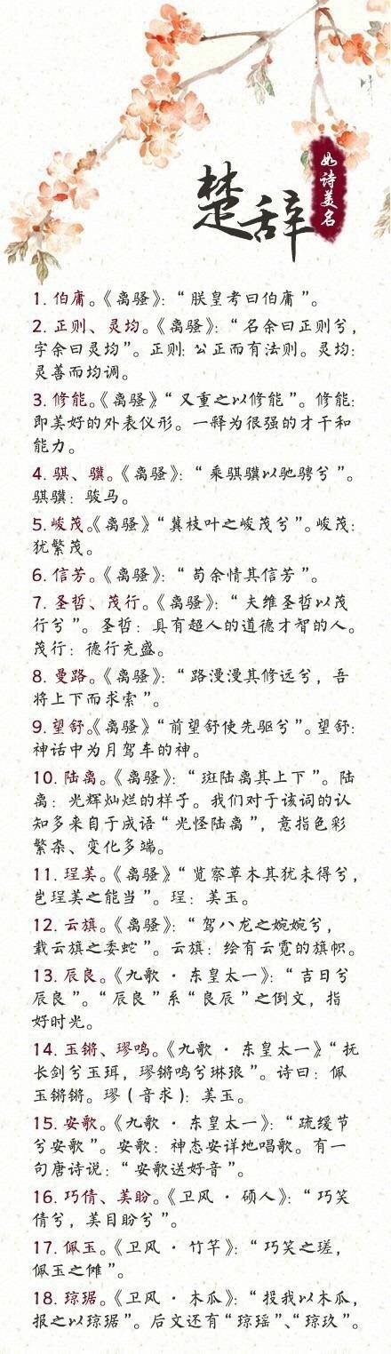 1、 《诗经·楚辞名》中少女的本领